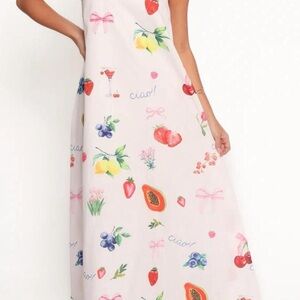 Colorful Fruit and Floral Maxi Dress
